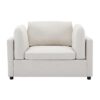 Wide Modern Oversized Armchair With Ottoman Stool, Single Sofa With Lumbar Support, Accent Chair, Reading Chair For Bedroom, Living Room - Cream - Image 14