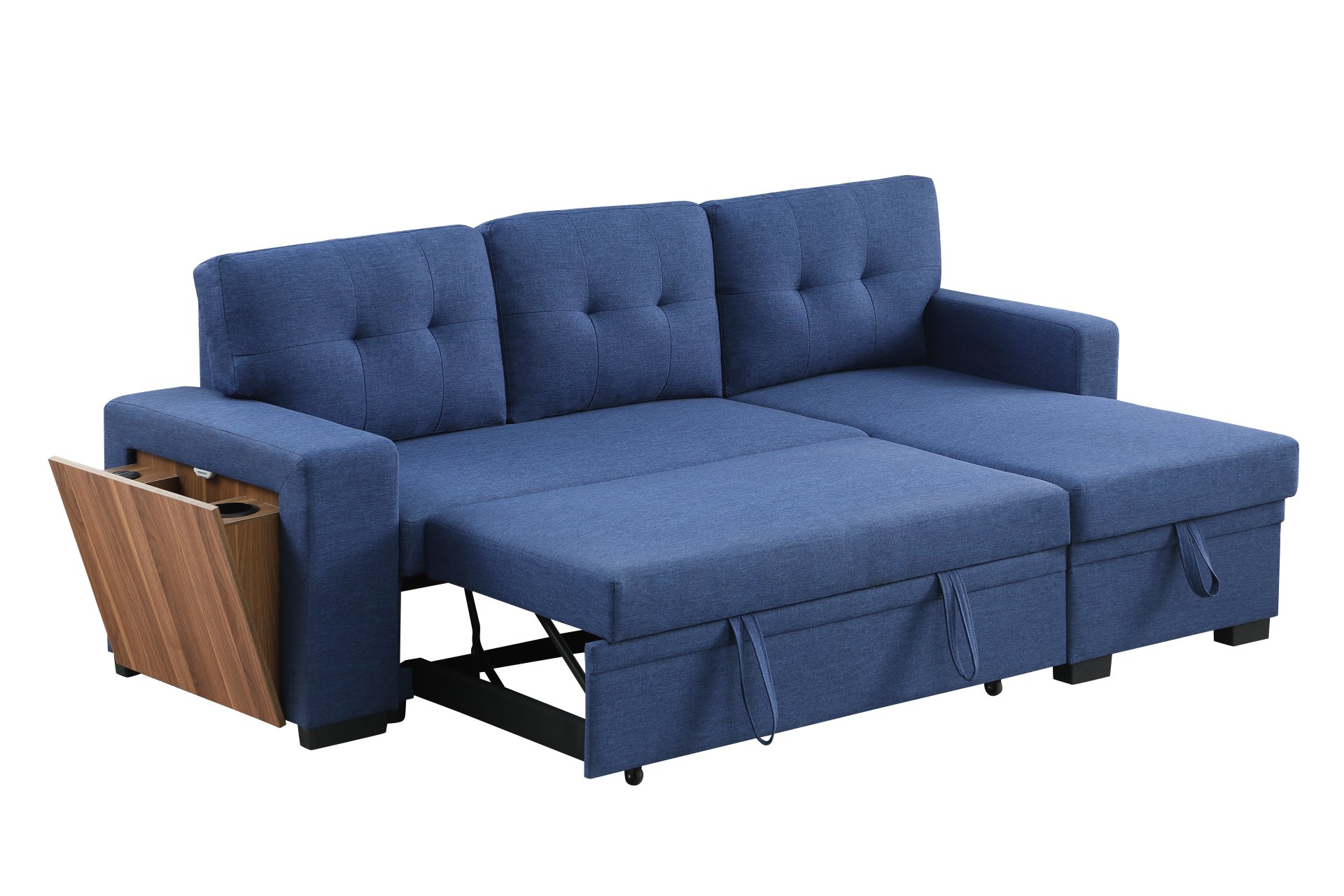 3 Piece Upholstered Sleeper Sofa - Blue - Image 13