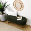 Elegant Ottoman Oval Storage Bench With Rubber Wood Legs Foam Upholstery - Green - Image 2
