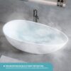 Solid Surface Matte Tub, Freestanding Solid Surface Resin Stone Bathtub, Solid Surface Matte White Soaking Tub, Free Standing Tub With Overflow And Pop-Up Drain - Matte White - Image 5
