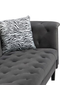 Mary - Velvet Tufted Chaise With 1 Accent Pillow - Dark Gray - Image 4