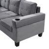Modern Sectional Sofa Set With L Shape Chaise Lounge, Cup Holder, And Storage - Gray - Image 13