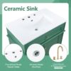 30" Bathroom Vanity With Sink, 1 Tip Out Drawer, 3 Drawers, Door Shelf, Soft Closing Door - Green - Image 9