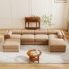 Modular Sectional Sofa With Storage Ottoman Extra Large U Shaped Convertible Couch Deep Seat Cylindrical Backrest And Armrests Chenille - Camel - Image 10