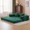 Floor Couch, Compression Sofa, Convertible Floor Sofa Bed With Pillow Back Support Armrest - Dark Green - Image 2