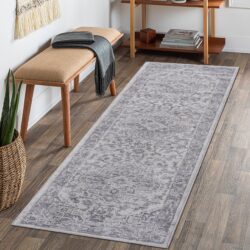 Marfi - 2' X 8' Oriental Runner Rug - Silver