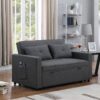Zoey - Linen Convertible Sleeper Loveseat With Side Pocket - Dark Gray - Image 6