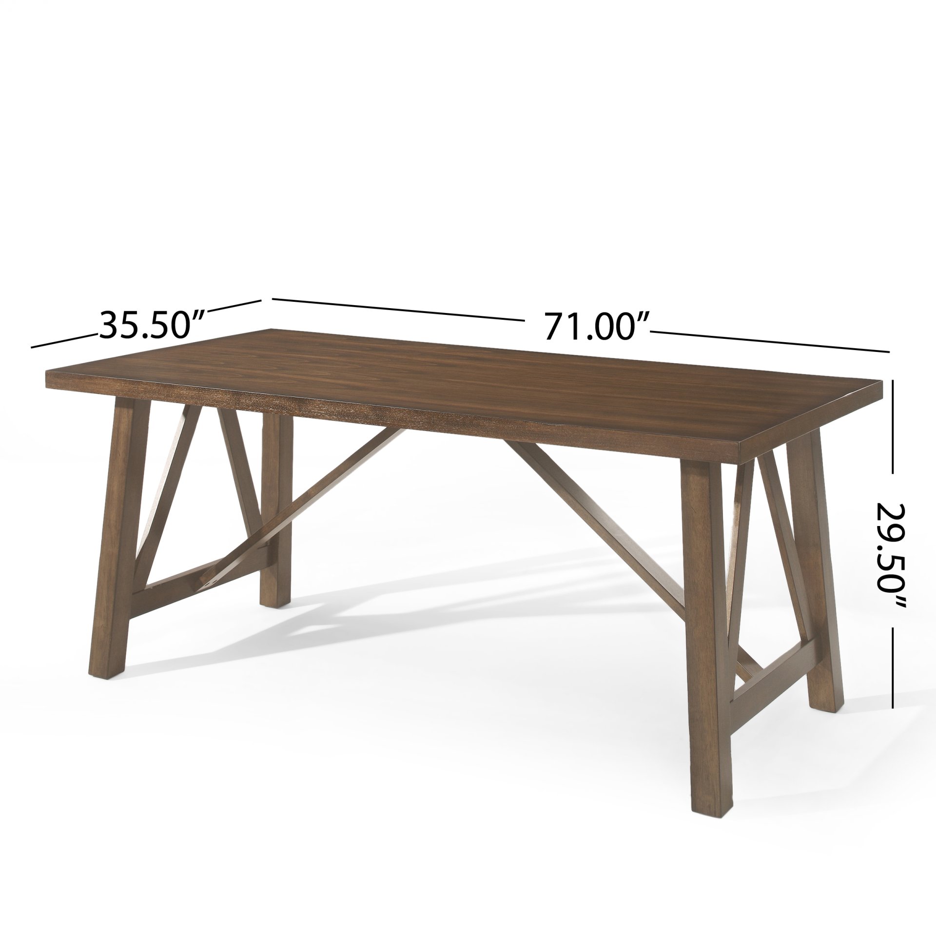 Farmhouse Style Dining Table With Wood Like Top - Antique Brown - Image 3