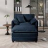 Oversized Recliner Chair With Movable Ottoman, Soft Chenille Upholstered Indoor Lounge Chair, Diy Combination - Blue - Image 4