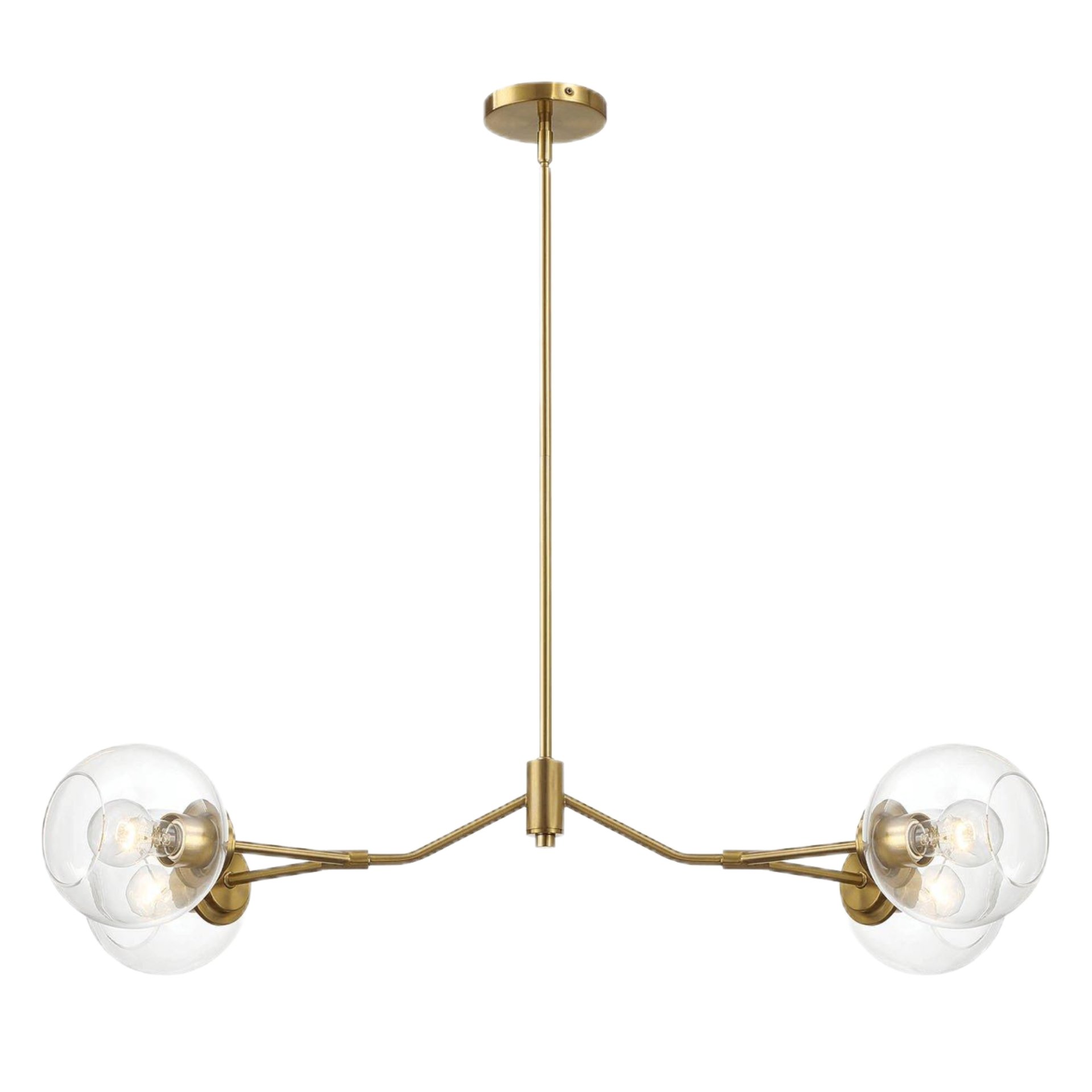 Jewel - 4 Lights Modern Farmhouse Chandelier Ceiling Hanging Light Fixture - Clear / Gold - Image 4