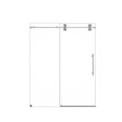 Frameless Single Sliding Shower Door With Bypass Design Clear Tempered Glass - Brushed Nickel