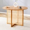 Chinese Countryside Retro Solid Wood Round Table, Simple Modern Imitation Rattan Table - Wood - Image 4