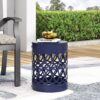 Outdoor, Metal End Table Large - Navy Blue - Image 2