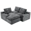 Cloud Sectional Sofa Upholstered Sofa Couch With Double-Layer Cushion And Side Pockets, Free Combined Sectional Sofa Full Compressed Sofa For Living Room - Gray - Image 20