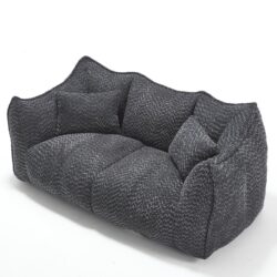 Comfortable Dual Beanbag Chair With High Resilience Foam Core For 2 People - Black