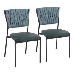 Tania - Braided Contemporary Chair (Set of 2) - Black / Green / Sea Green