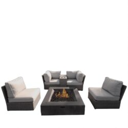 Patio Conversation Set & Cushions, Seats 4 - Gray Mix