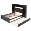Full Size Bed With All In One Cabinet, Shelf And Sockets, Twin Size Trundle - Espresso - Image 22