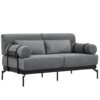 Modern Loveseat Sofa 59" Sofa Couch 2 Seater With USB Ports, Unique Cylindrical Armrests - Gray - Image 10
