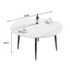 59.05" Modern Man-Made Stone Round Metal Dining Table-Position For 6 People - White / Black - Image 3