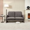 Loveseat Sofa Small Couch For Living Room, Sherpa Fabric Upholstered Loveseat Sofa Couch, Small Loveseat Sofa For Apartment, Bedroom - Gray - Image 2