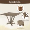 5 Pieces Set Counter Table Set Square Counter Table Solid Wood Modern Farmhouse Rustic Look Distressed Look - Grayish Brown - Image 4