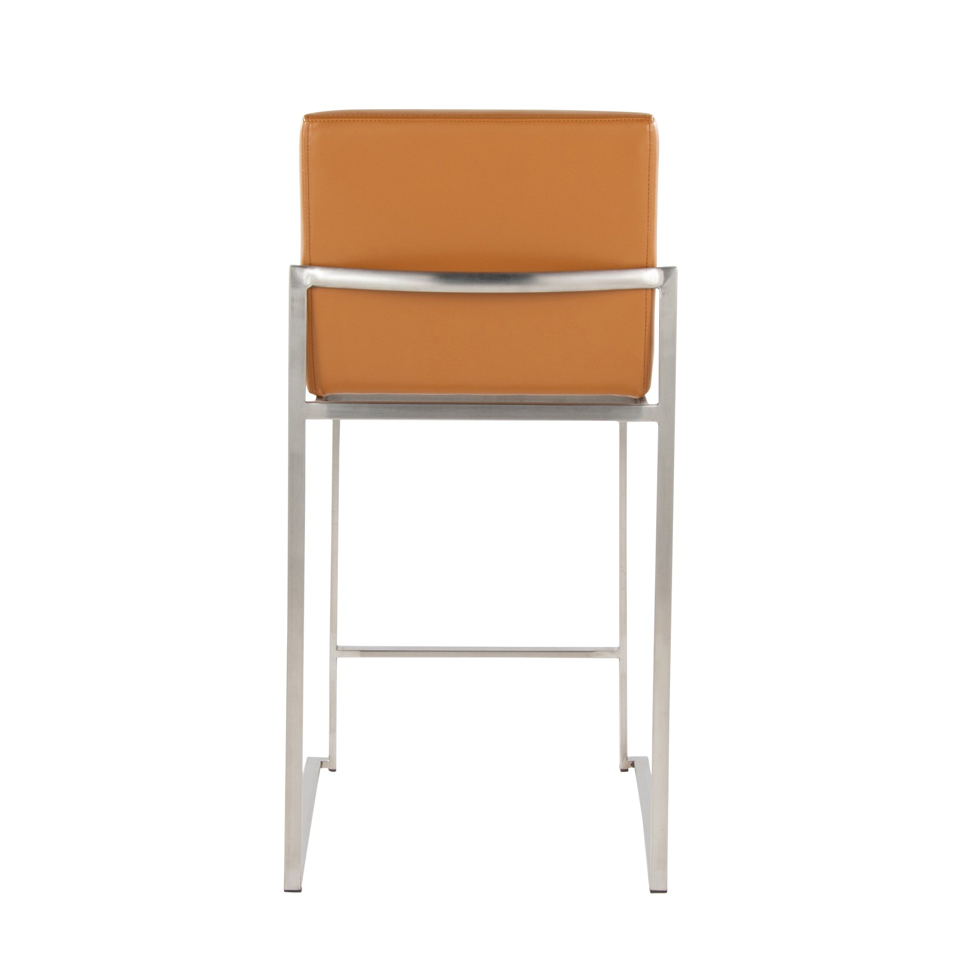 Fuji - Contemporary High Back Barstool (Set of 2) - Camel - Faux Leather - Image 5