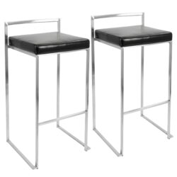 Fuji - Contemporary Stackable Barstool (Set of 2) - Black