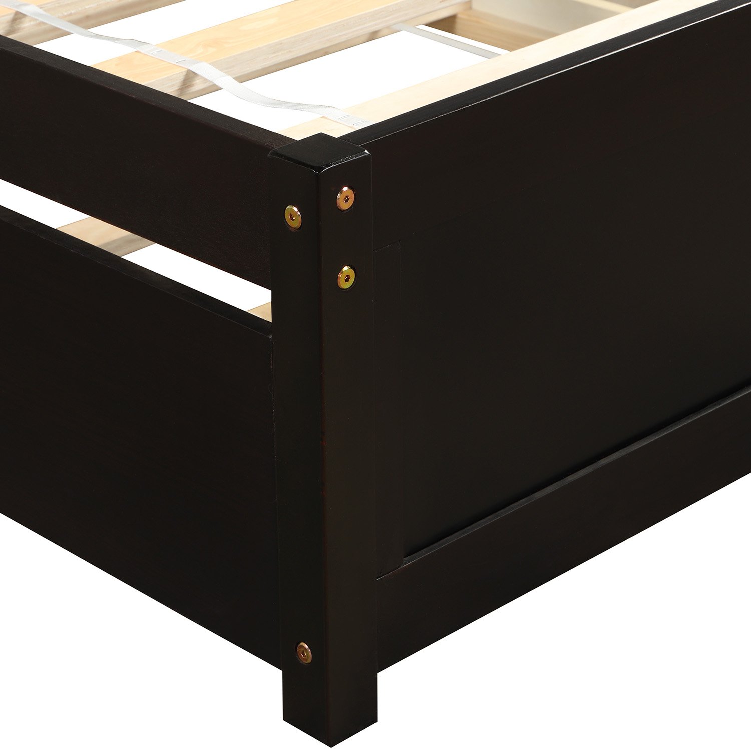 Twin Size Platform Bed Frame With Trundle - Espresso - Image 7