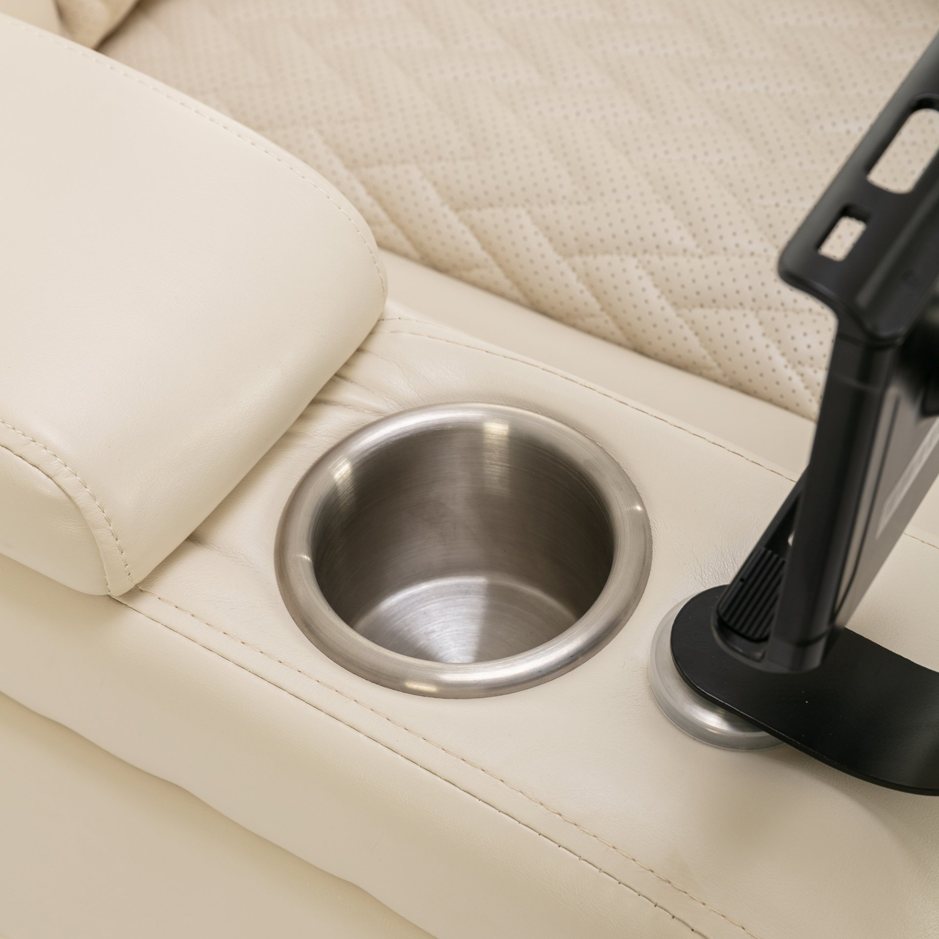 Home Theater Recliner With 270 Degree Swivel, Power Recliner With Tray Table, Phone Holder, Cup Holder, USB Port - White - Image 20