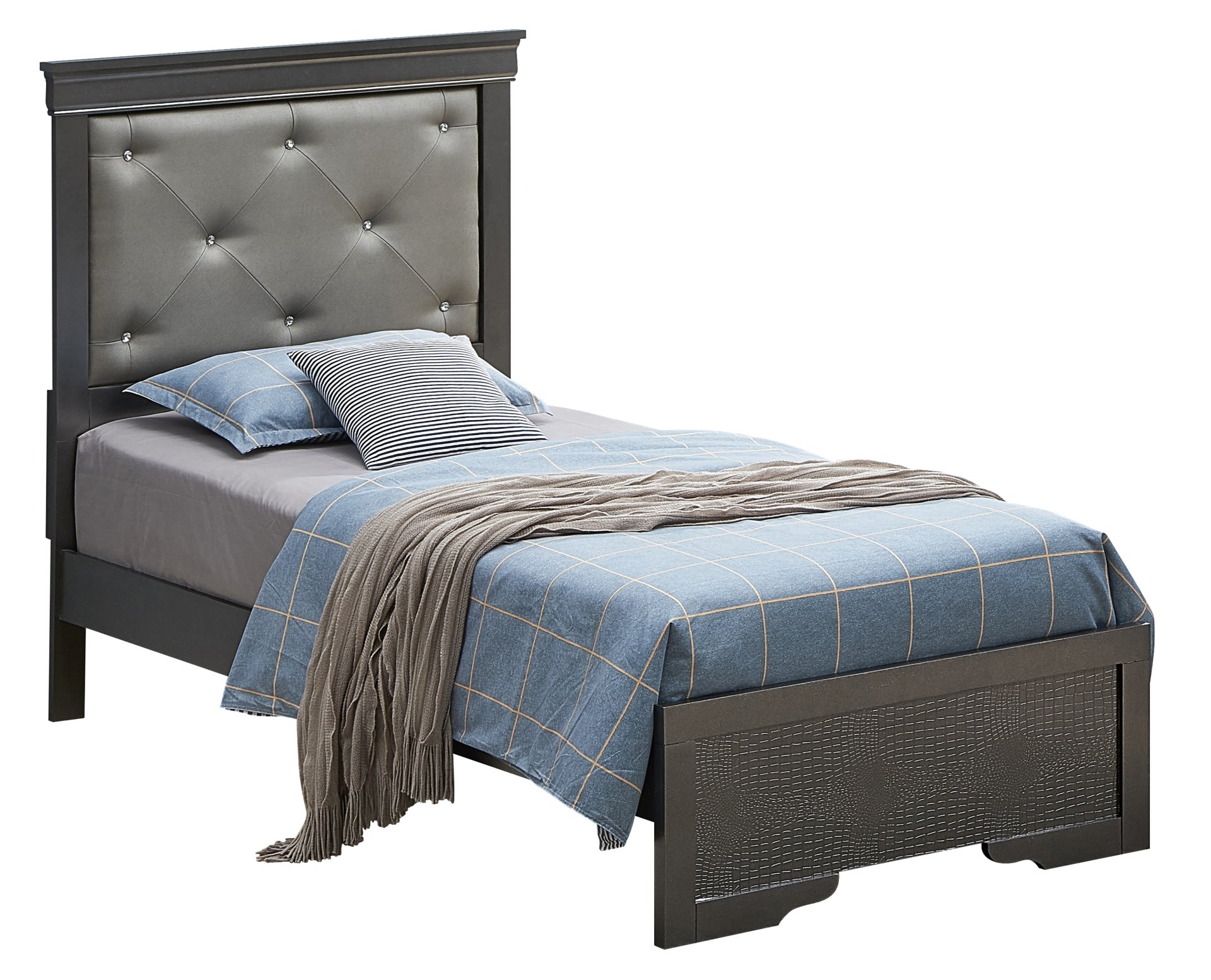 Lorana - Twin Bed - Metalic Black - Image 6