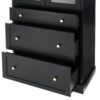 Freestanding Tall Bathroom Cabinet With Adjustable Shelves, Drawers, Soft Close Glass Doors - Black - Image 15