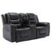 Home Theater Recliner Set Manual Recliner Chair With Wide Armrest, Two Built-In Cup Holders For Living Room - Black - Image 24