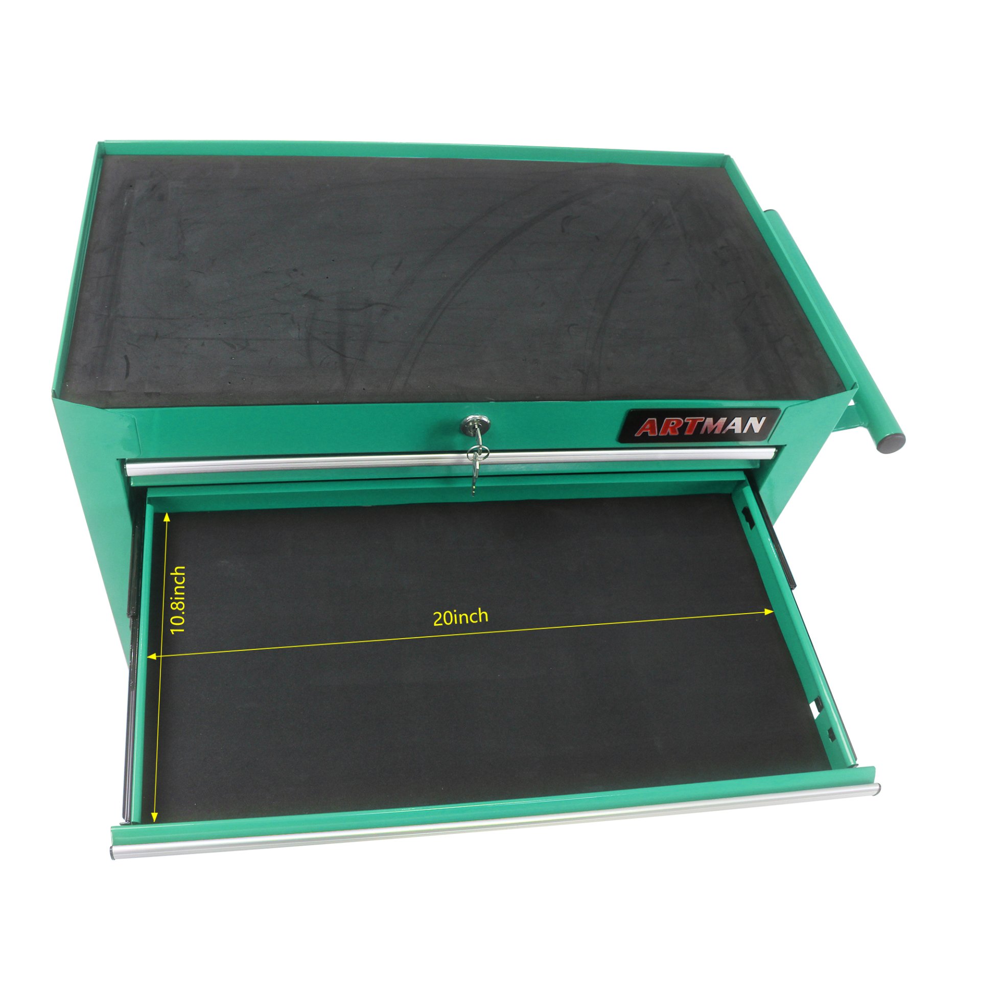 7 Drawers Multifunctional Tool Cart With Wheels - Green - Image 8