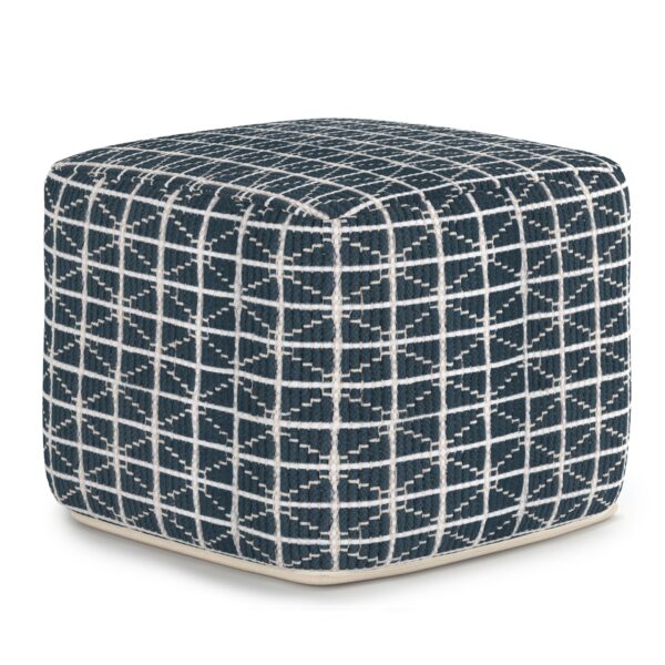 Noreen - Square Pouf - Dark Blue / White