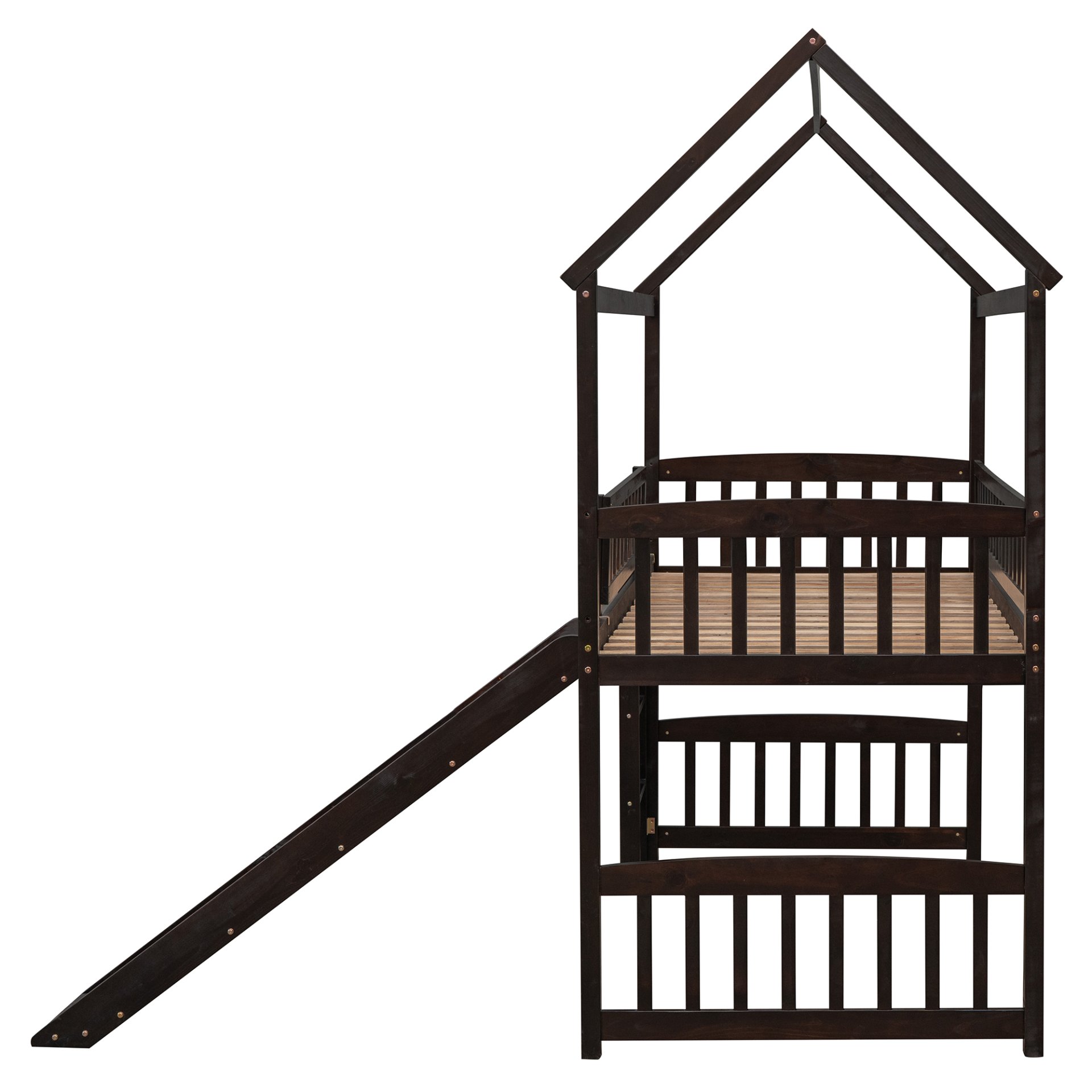 Twin House Loft Bed With Slide - Espresso - Image 13