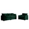Modern Living Room Sofa 2 Piece Set Corduroy Single Seat And 3 Seater Sofa - Green - Image 18