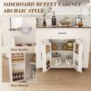 Rustic Movable Kitchen Island On Wheels With Storage & Power Outlet - White - Image 12