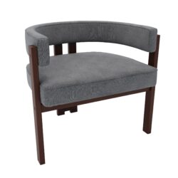 Modern Accent Chair Teddy Upholstered Armchair With Open Back 3 Legs Barrel Dining Chair Comfy Side Chair (Set of 2) - Gray