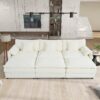 Modular Oversized Deep Seat Sectional Cloud Sofa Sleeper With 3 Ottomans & Soft Pillows - Beige - Image 19