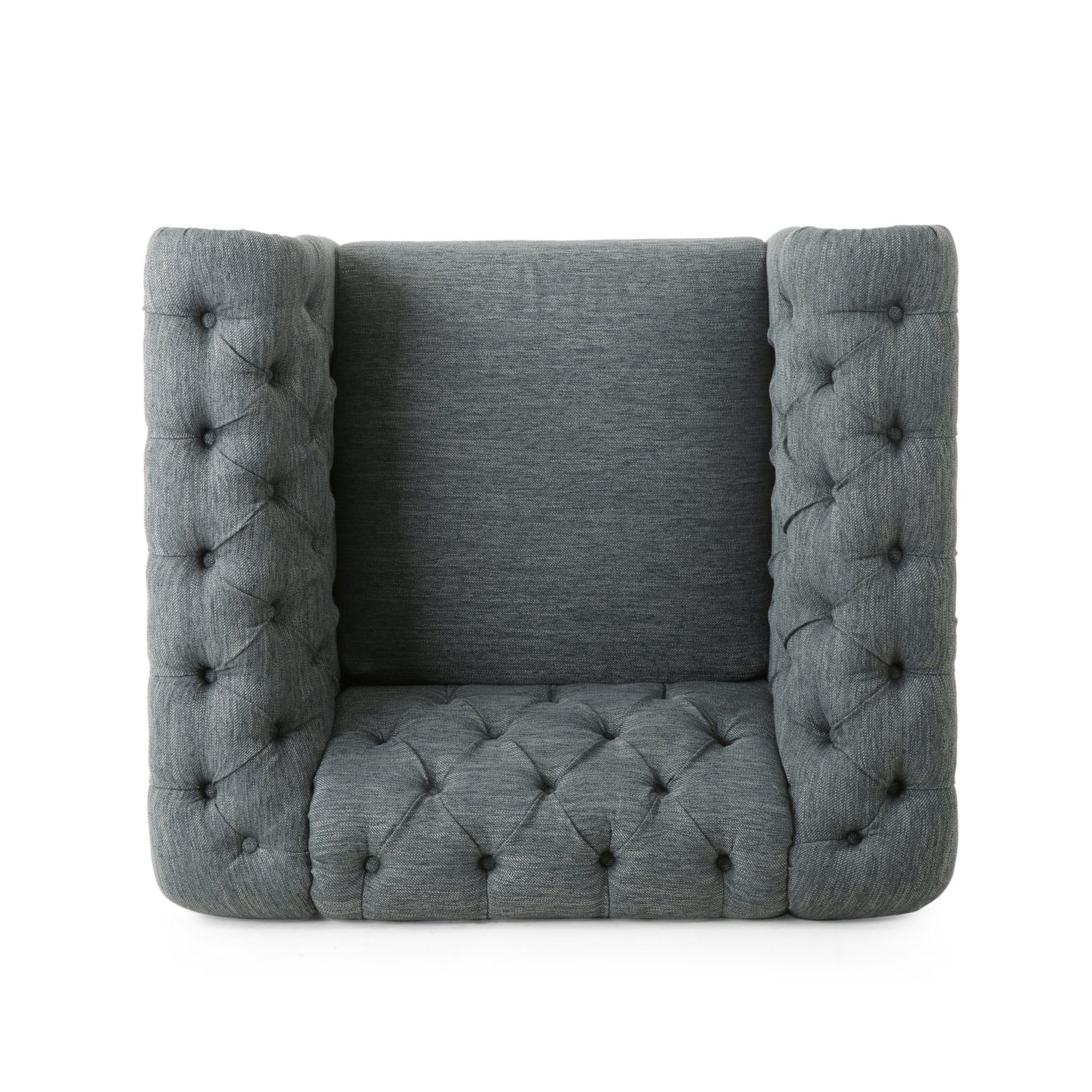 Fabric Upholstered Club Chair With Scrolled Tuxedo Arms - Charcoal - Image 7