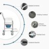 Homcom - Shower Commode Wheelchair, Padded Seat, 330 Lbs - White - Image 5