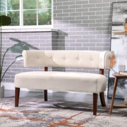 Jared - Roll Arm Tufted Bench Settee - Sky Neutral Beige