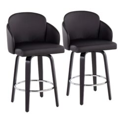 Dahlia - Contemporary Counter Stool With Round Footrest (Set of 2) - Black