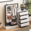 Wardrobe With 4 Drawers And 3 Shelves - White - Image 15
