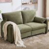 Modern Minimalist Down Filled Sofa, 800Lbs Capacity, Multiple Colors, Chenille Fabric - Green - Image 2