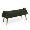 Modern Living Room Bench With Looped Yarn Fabric And Rubber Wooden Legs - Green - Image 9