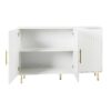 3 Door Large Storage Sideboard With Handles For Kitchen, Dining Room And Living Room, Accent Buffet Cabinet, Coffee Bar Sideboard Cabinet With 3 Doors - White / Gold - Image 9