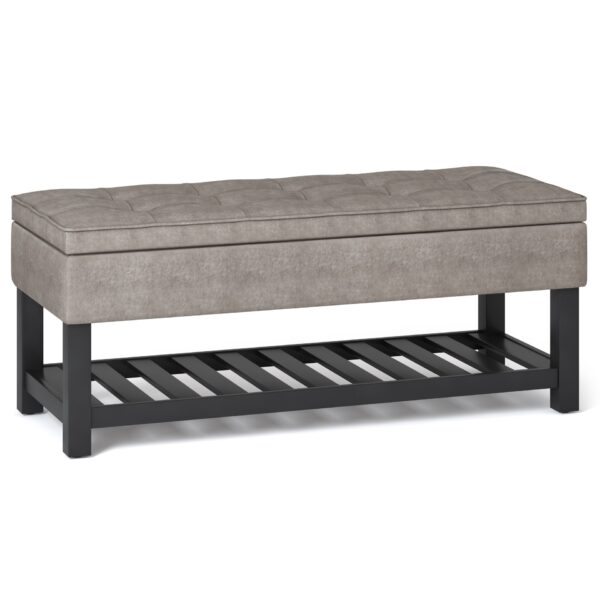 Cosmopolitan - Storage Ottoman Bench With Open Bottom - Distressed Gray Taupe