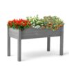 Raised Garden Bed With Legs, Elevated Wooden Planter Box For Outdoor Plants - Gray - Image 9
